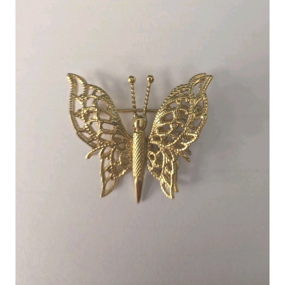 Vintage Monet Butterfly Filigree Brooch 3d From The Menagerie Collection